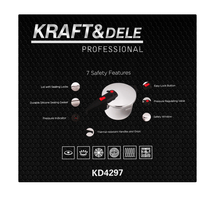 Oala sub presiune inox 8L 22 cm cu 7 sisteme de siguranta pentru gatit rapid (KD4297) [16]