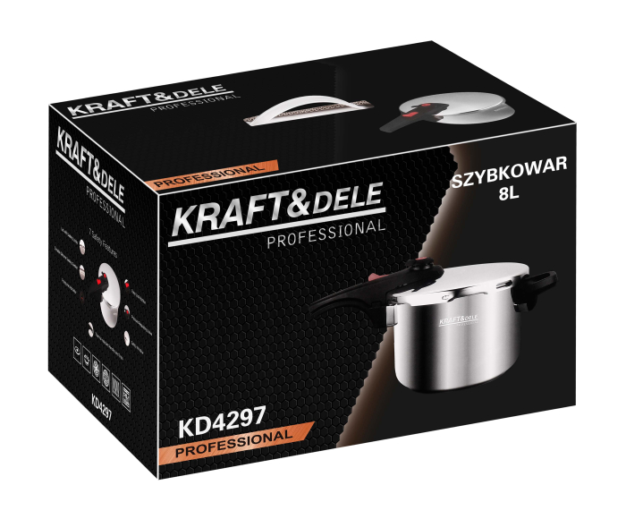 Oala sub presiune inox 8L 22 cm cu 7 sisteme de siguranta pentru gatit rapid (KD4297) [13]