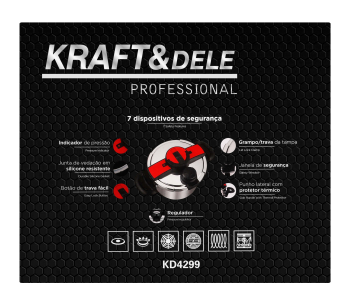 Oala sub presiune inox 8L 22 cm cu 7 sisteme de siguranta pentru gatit rapid (KD4299) [16]