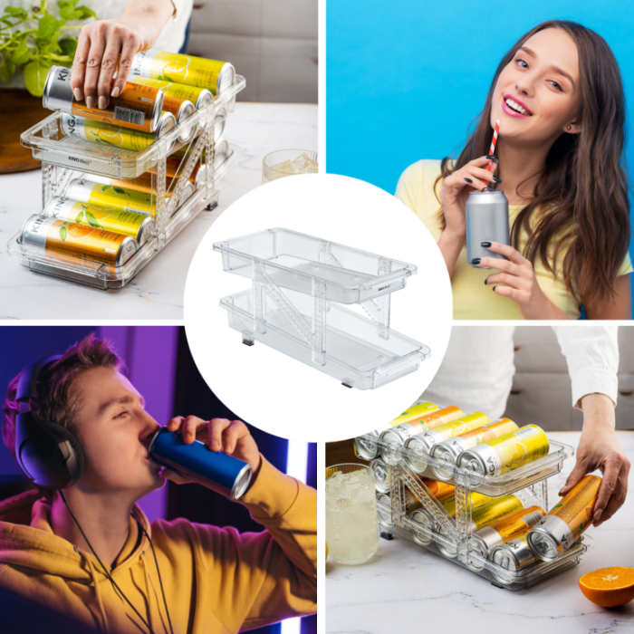 Organizator doze bauturi, dozator tip rulare gravitationala, doua niveluri, material transparent (KH-1944) [14]