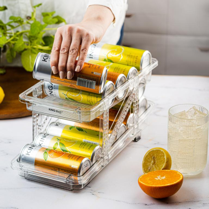 Organizator doze bauturi, dozator tip rulare gravitationala, doua niveluri, material transparent (KH-1944) [7]