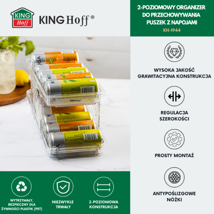 Organizator doze bauturi, dozator tip rulare gravitationala, doua niveluri, material transparent (KH-1944) [5]