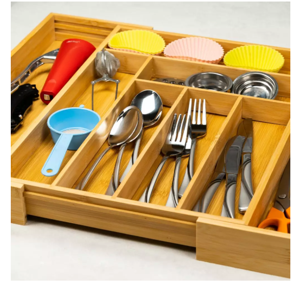 Organizator extensibil pentru sertar din bambus cu 8 compartimente (KH-1501) [2]