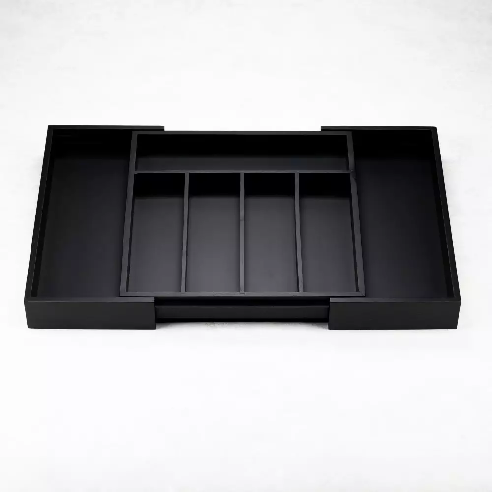 Organizator sertar din lemn bambus extensibil negru (KH-1745) [3]