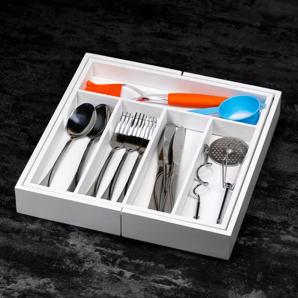 Organizator sertare bucatarie, bambus, culoare alb (KH-1746) [7]