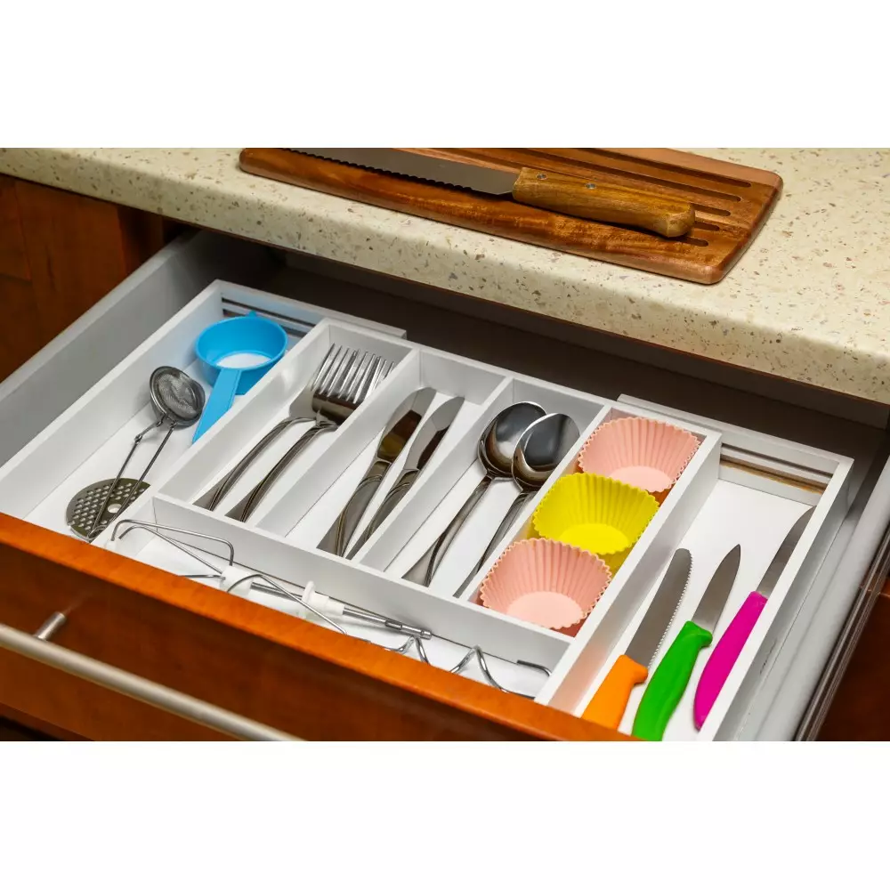 Organizator sertare bucatarie, bambus, culoare alb (KH-1746) [9]