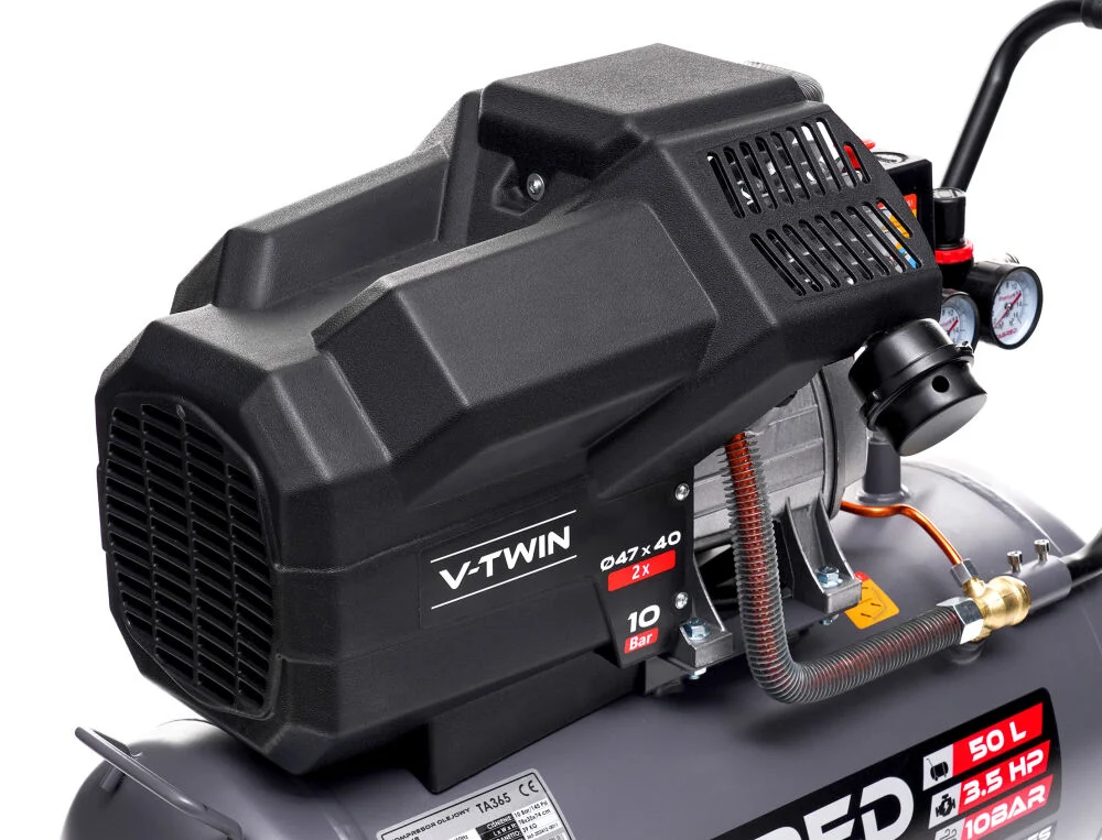 Compresor aer comprimat 50L 2 pistoane 10 bar + set 5 accesorii pneumatice + ulei compresor (TA365+PNEUM5PCS+EFT-6093) [5]