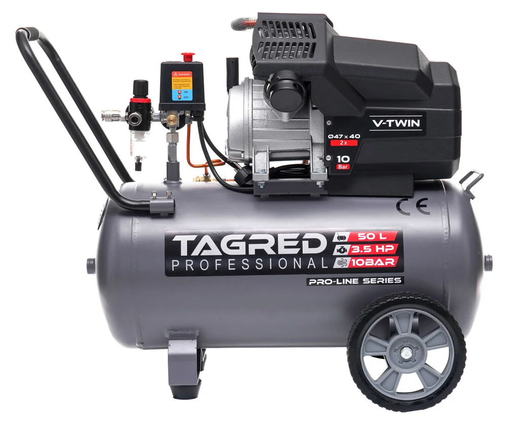 Compresor aer comprimat 50L 2 pistoane 10 bar + set 5 accesorii pneumatice + ulei compresor (TA365+PNEUM5PCS+EFT-6093) [6]