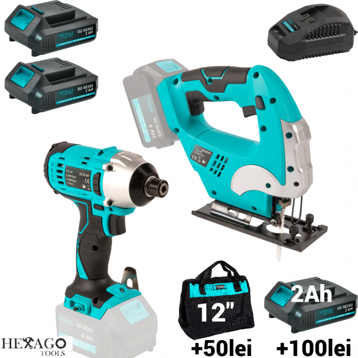 Pachet masina aparat insurubat cu impact 150Nm + fierastrau pendular 60mm cu variator 2baterii 18V (189+192) [1]