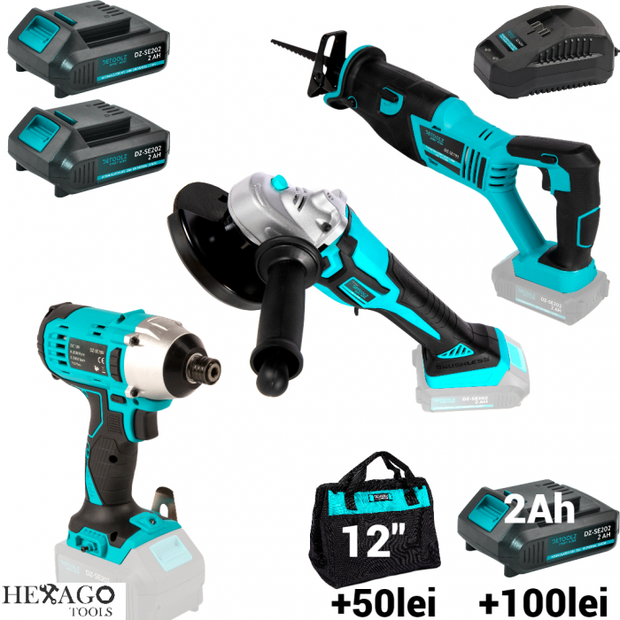 Pachet masina insurubat impact 150Nm + fierastrau pendular sabie + flex 2baterii 18V (184+189+193) [1]