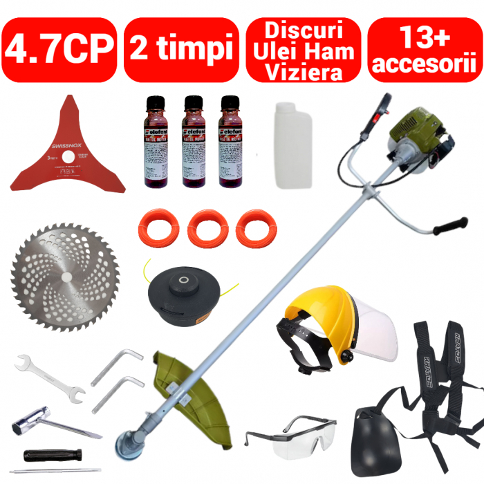 Pachet motocoasa si drujba motofierastrau benzina 4.7CP + 15accesorii (EL5200+EL5500+15) [8]