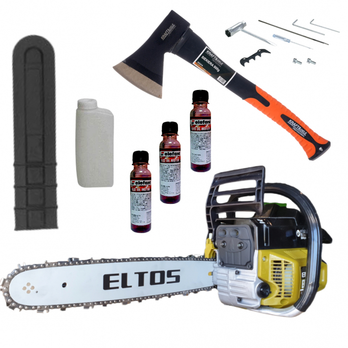 Pachet motocoasa si drujba motofierastrau benzina 4.7CP + 15accesorii (EL5200+EL5500+15) [12]