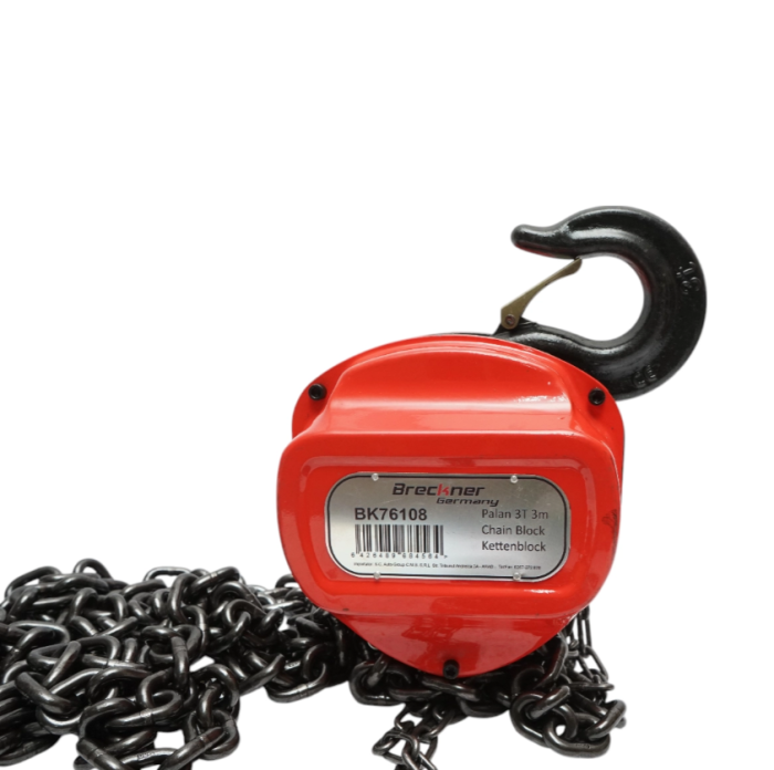 Palan manual cu lant 3m, sarcina maxima 3000 kg, carlig cu siguranta DISTL86 (BK76108) [4]
