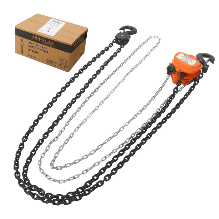 Palan manual troliu cu lant si clichet 3T 3m (KD3501) [9]