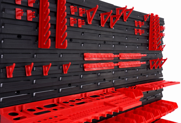 Panou metalic organizator scule 115x78cm, perforat, montare perete, cu suporturi si carlige (KD11860) [11]