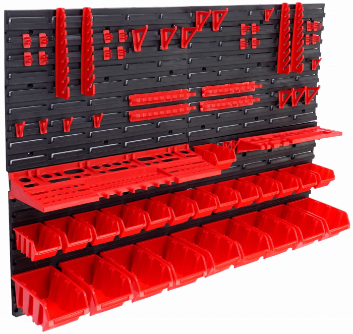 Panou metalic organizator scule 115x78cm, perforat, montare perete, cu suporturi si carlige (KD11860) [8]