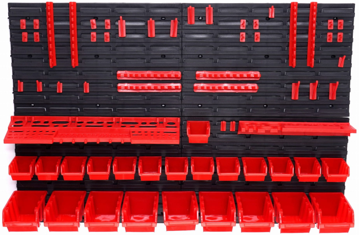 Panou metalic organizator scule 115x78cm, perforat, montare perete, cu suporturi si carlige (KD11860) [2]