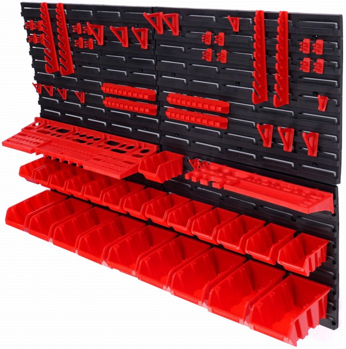 Panou metalic organizator scule 115x78cm, perforat, montare perete, cu suporturi si carlige (KD11860) [4]