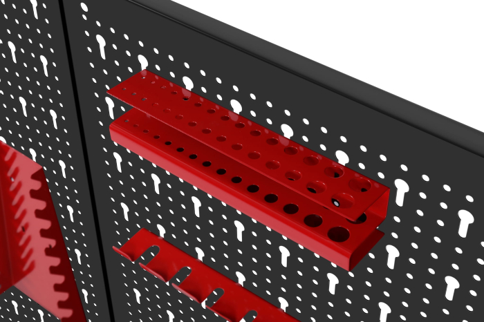 Panou metalic organizator scule 120x60 cm, perforat, montare perete, cu suporturi si carlige (KD11895) [7]