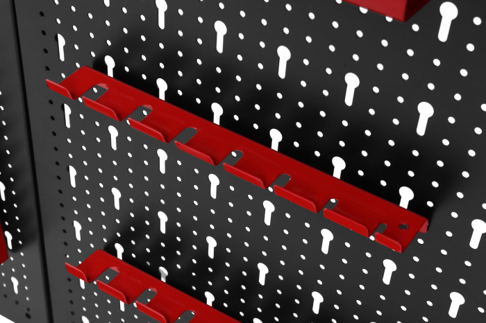 Panou metalic organizator scule 120x60 cm, perforat, montare perete, cu suporturi si carlige (KD11895) [8]