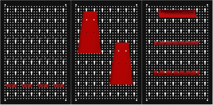 Panou metalic organizator scule 120x60 cm, perforat, montare perete, cu suporturi si carlige (KD11895) [6]