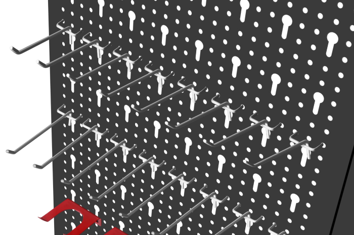 Panou metalic organizator scule 120x60 cm, perforat, montare perete, cu suporturi si carlige (KD11895) [10]