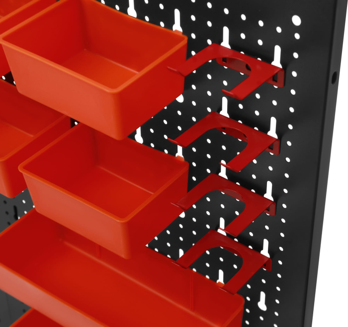 Panou metalic scule 120x60 cm, 3 segmente, perforat, cu carlige si recipiente (KD11898) [20]