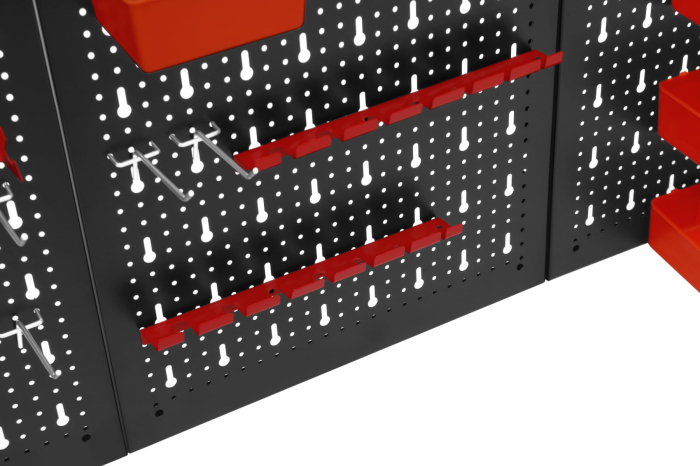 Panou metalic scule 120x60 cm, 3 segmente, perforat, cu carlige si recipiente (KD11898) [17]