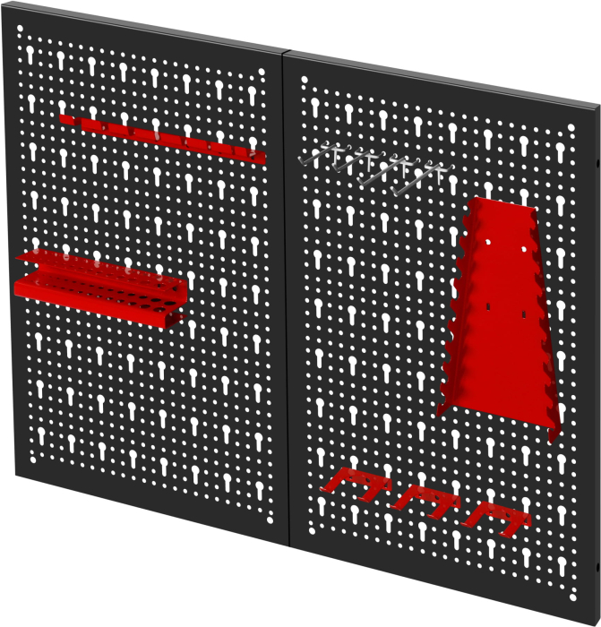 Panou metalic scule 80x60 cm, perforat, montare perete, cu suporturi si carlige (KD11896) [5]
