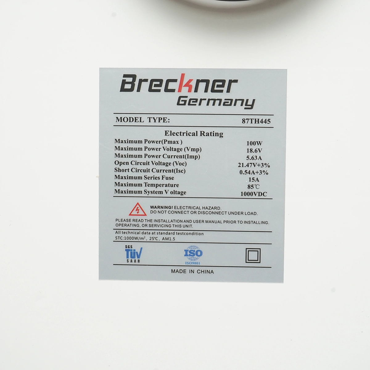 Panou solar 100W fotovoltaic monocristalin 1030x460x30mm Breckner Germany (87TH445) [3]