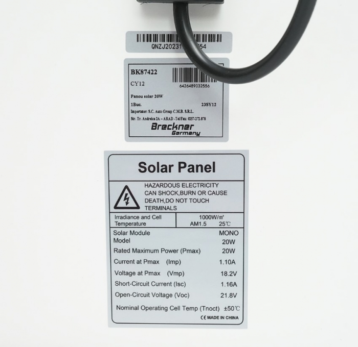 Panou solar 20W fotovoltaic monocristalin 400x300x17mm DISCY12 (BK87422) [3]