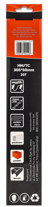 Panza fierastrau sabie carbura HM/TC 305mm 20 TPI Powermat PM1395 (PM-BDP-305T) [7]