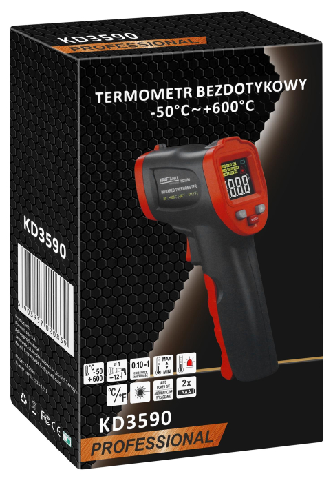 Pirometru digital cu laser, -50°C pana la 600°C, termometru fara contact (KD3590) [14]