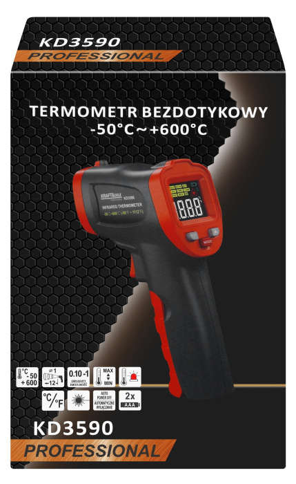 Pirometru digital cu laser, -50°C pana la 600°C, termometru fara contact (KD3590) [13]