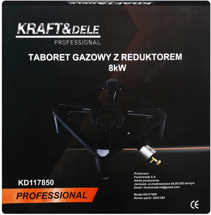 Pirostrie, arzator pe gaz patrat cu 4 picioare 8kw (KD117850) [15]