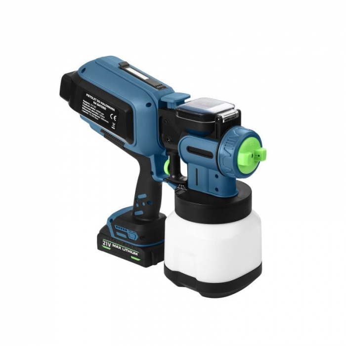 Pistol aparat masina vopsit pe baterie 21V stropit vas rezervor 1200ml (KD5480) [3]
