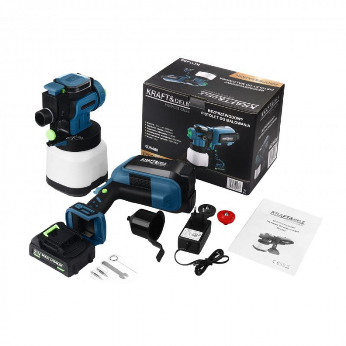 Pistol aparat masina vopsit pe baterie 21V stropit vas rezervor 1200ml (KD5480) [1]