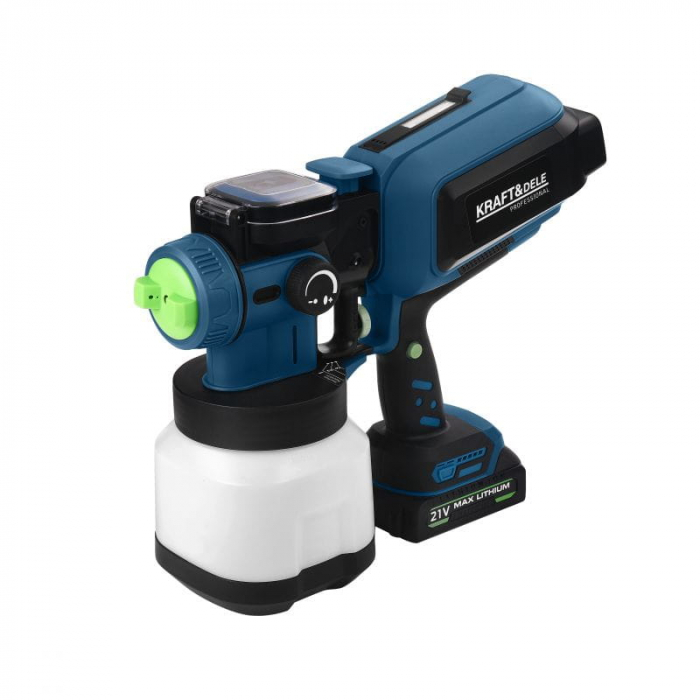 Pistol aparat masina vopsit pe baterie 21V stropit vas rezervor 1200ml (KD5480) [4]