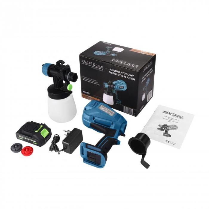 Pistol aparat masina vopsit pe baterie 21V stropit vas rezervor 800ml (KD5481) [2]