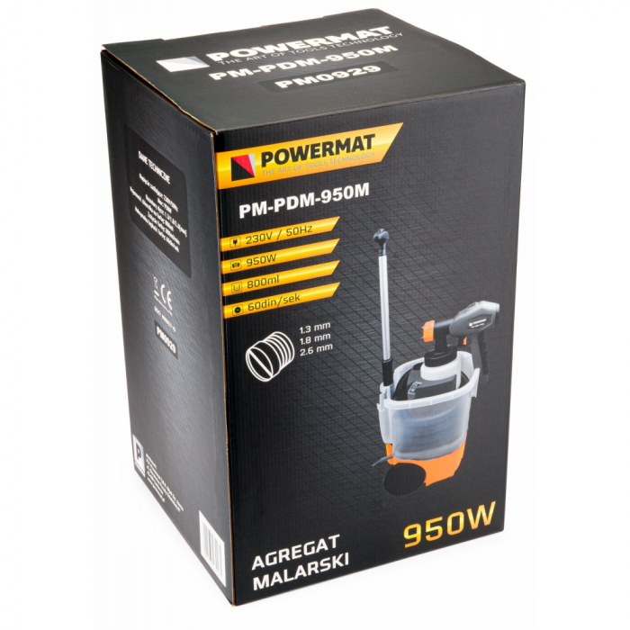 Pistol aparat masina vopsit stropit electric 950W furtun 3M vas rezervor 800ml 3 duze (PM0929) [14]