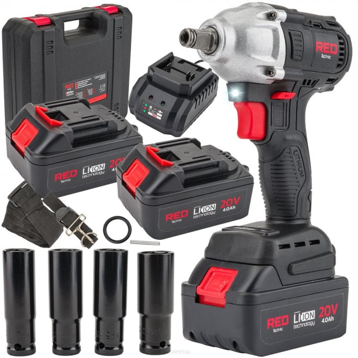 Pistol cheie cu impact 380Nm masina insurubat 2 baterii 20V 4Ah acumulator (RTAKU0026) [7]
