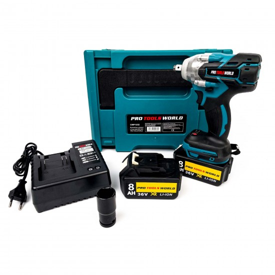 Pistol Cheie impact 330Nm 1 2 cu 2 acumulatori baterii 36V 8ah + lanterna cap insurubat desfacut (CMP1254) [4]
