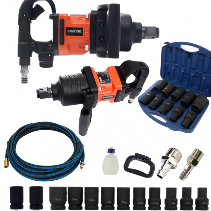Pistol cheie impact 4800Nm scurt usor camion tir+ mufa rapida + furtun profesioanl camioane + Set chei tubulare impact 10 piese 17-41mm intarite (KD5460+TA1250+F-15m-13mm+MR-T-12) [1]