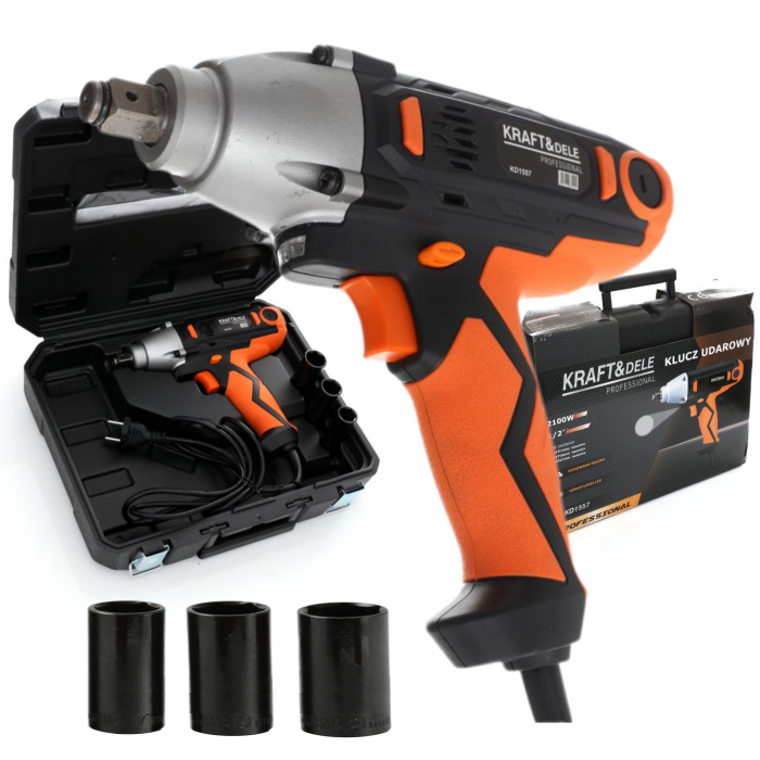 Pistol cheie masina cu impact electric 2100W 800Nm, insurubat desfacut + chei 17,19,21mm (KD1557) [3]