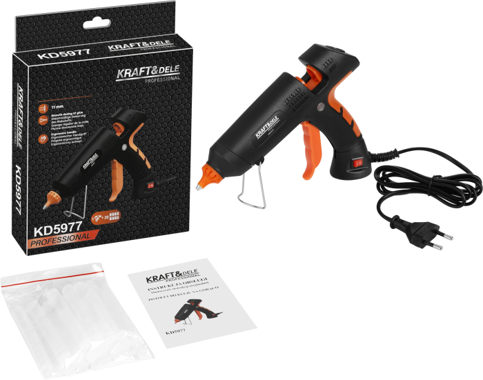 Pistol de lipit cu silicon la cald 11 mm, 20 batoane, reglaj temperatura (KD5977) [8]