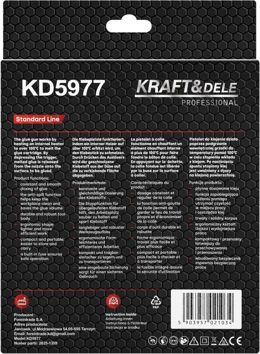 Pistol de lipit cu silicon la cald 11 mm, 20 batoane, reglaj temperatura (KD5977) [17]