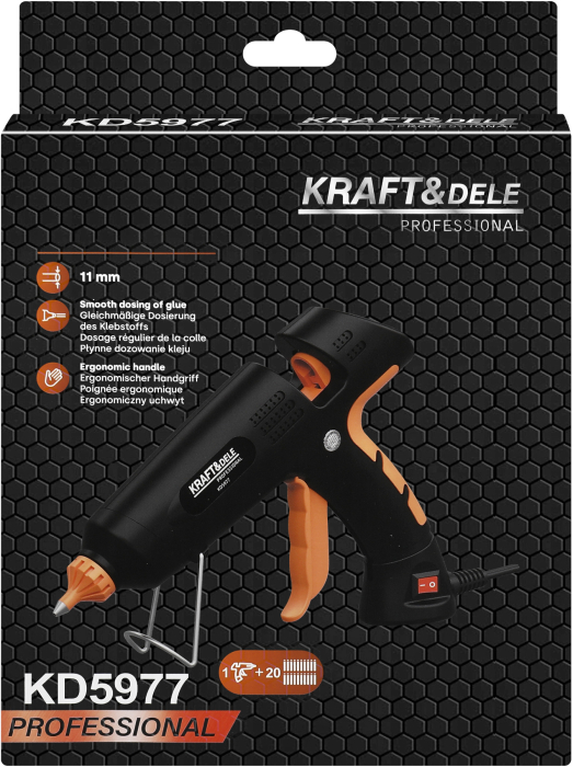 Pistol de lipit cu silicon la cald 11 mm, 20 batoane, reglaj temperatura (KD5977) [16]