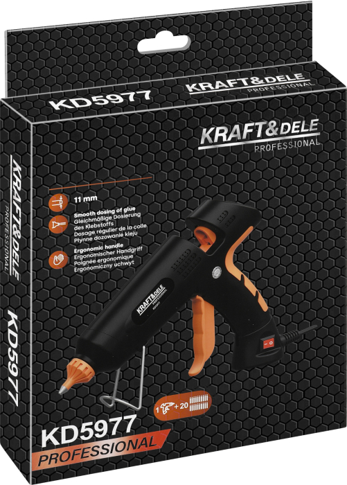 Pistol de lipit cu silicon la cald 11 mm, 20 batoane, reglaj temperatura (KD5977) [15]