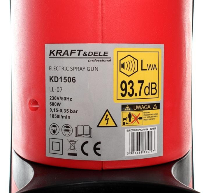 Pistol de vopsit cu compesor 600W duza 1.8mm 1000ml (KD1506) [12]