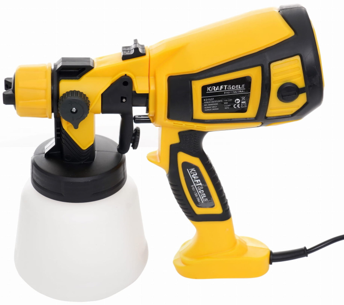 Pistol de vopsit electric HVLP, 650W, rezervor 800ml, 3 duze incluse (KD1657) [2]